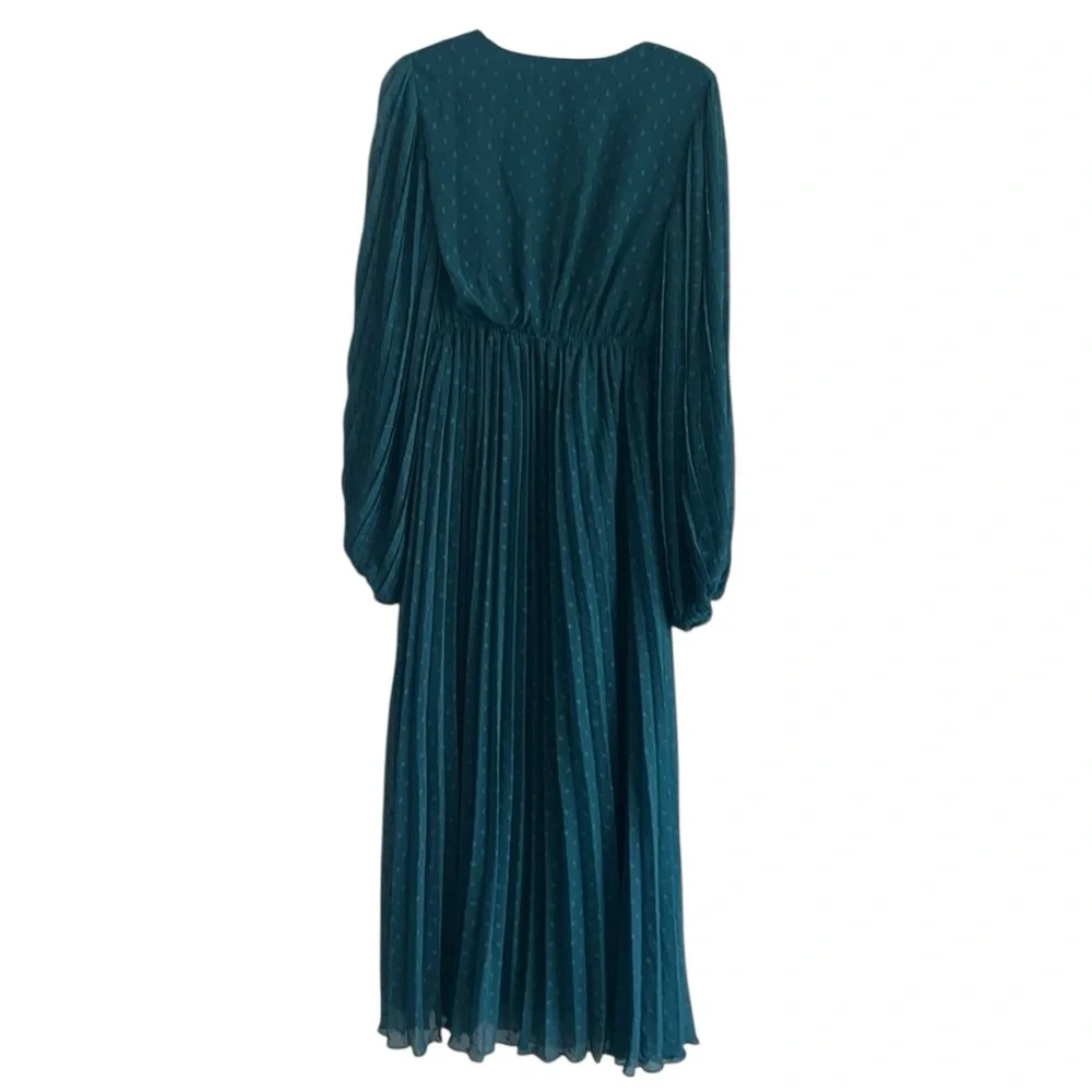 ASOS DESIGN Teal Pleated Textured Chiffon Maxi Dress Size 6 - Picture 8 of 15